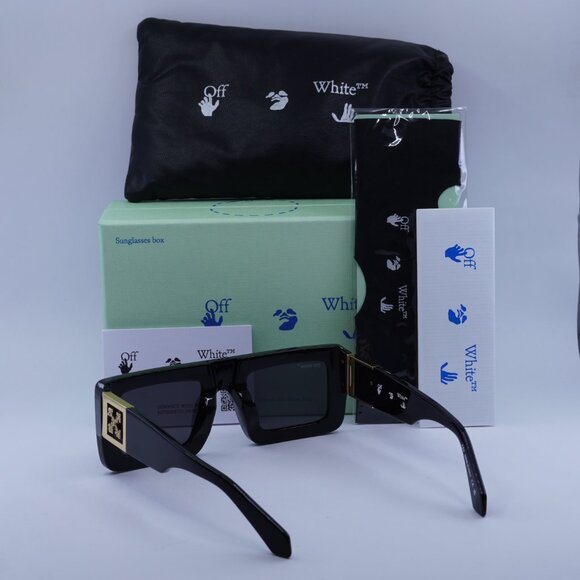 Off-White OERI060 AF LEONARDO 1007 Square Sunglasses – Black/Dark Grey - Picture 8 of 11